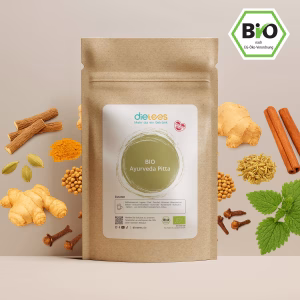 BIO Ayurveda Pitta Tee – Kühlender Bio-Kräutertee mit Kardamom, Süßholz, Ingwer, Rosenblüten & Zimt