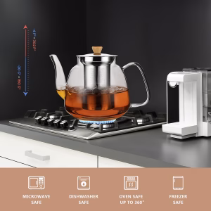Für CnGlass Boro silikat glas Kessel Herd Safe Tee & Kaffeekanne mit Edelstahl Infuser für Tee & Kaffee-Sets