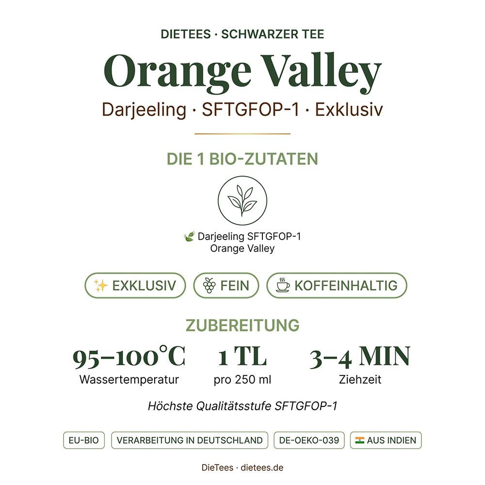 BIO Darjeeling SFTGFOP-1 Orange Valley – exklusiver Premium-Bio-Darjeeling von DieTees